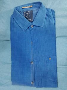 Navy Blue Full Sleeved Cotton Shirt