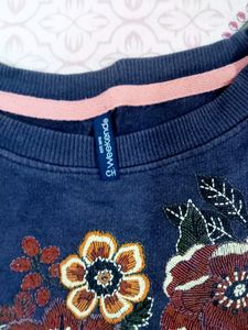 Beautiful Navy Blue Full Sleeves T Shirt
