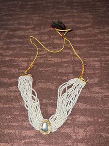 Beaded choker adjustable White Necklace
