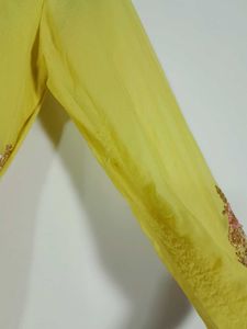 Yellow Embroidered A Line Kurta Set Women&#39;s