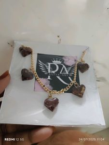 Heart Charm Bracelet With Real Rose