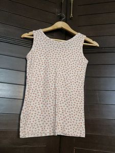 Easybuy women beige heart printed Tank top
