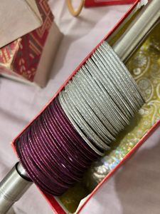Pink &silver Metal Bangles