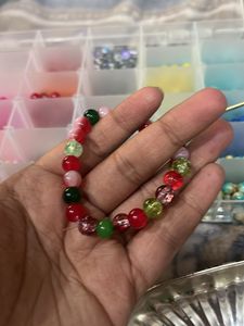 Christmas crackle Beaded Bracelet