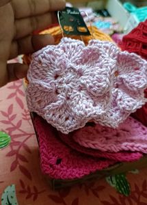 Big Pink Crochet Flower Earrings