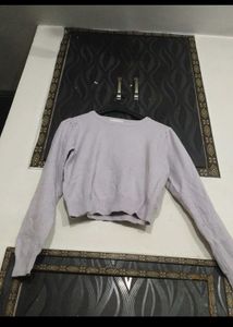 Cropped Lavender Long Sleeve Top