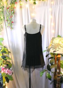 Black Lace Trim Slip Dress