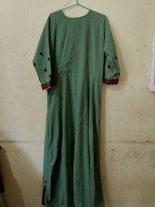 Embroidered Green gown with long dupatta💚