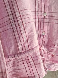 Pink Plaid Tie-Waist Top