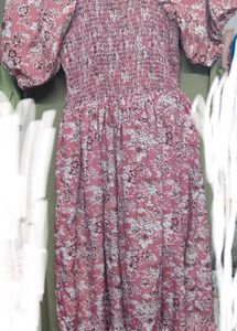 Pink Floral Midi Dress