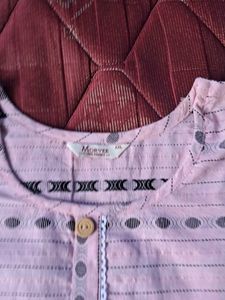 Pink Striped Kurti with Buttons