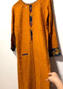 Mustard Kurta With Plaza Set