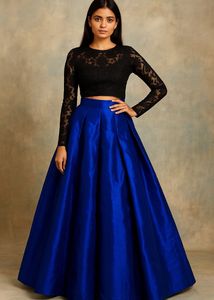 Elegant Royal Blue Flared Ethnic Skirt