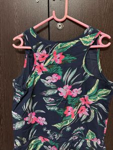 Floral Blue Dress Mid Length