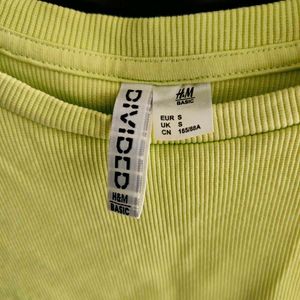 Yellow Ribbed Crop Tee – H&amp;M Divided (Size S)