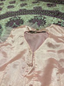 Pink Shimmery Embroidered Net Lehanga