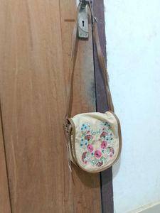 Floral Embroidered Sling Bag