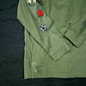 Embroidered Army Green Shirt|vintage|rugged