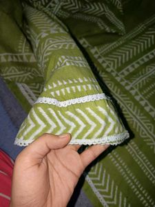 Green Printed Kurta Set