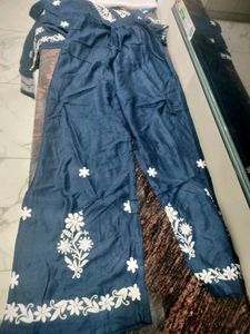 Blue Embroidered Kurti Set