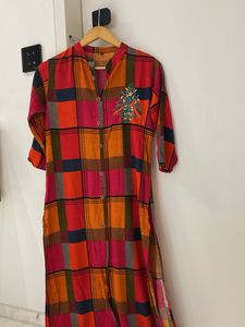 colourful check kurti