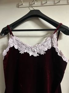 Burgundy Velvet Lace Cami Top