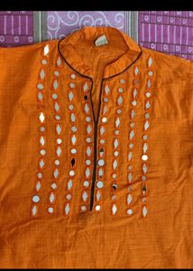 Orange Embroidered Kurta