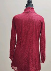 Maroon Lace Long Sleeve Top