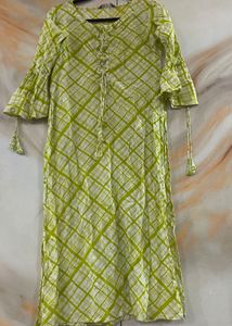 Libas Checked Kurta Medium(M) With Flared Sleeve