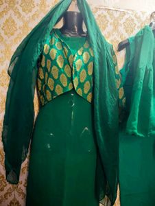 Elegant Zari Work Koti Kameez Inner With Dupatta