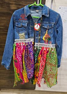 Denim Long Shrug# Navratri Outfit