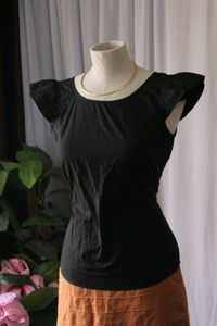 Black Flutter Sleeve Top