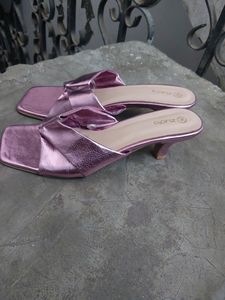 Pink Metallic Slide Sandals