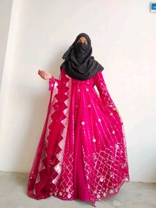 front open anarkali kurti with Lehenga