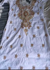 Elegant White patiyala Kurta Set
