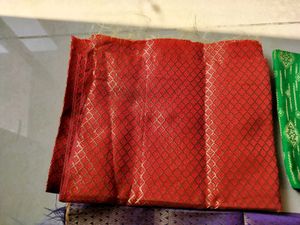 Two Pattu Blouses And A Cotton Blouse Material