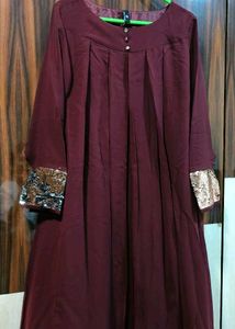 Maroon Dress with Sequin Detail
