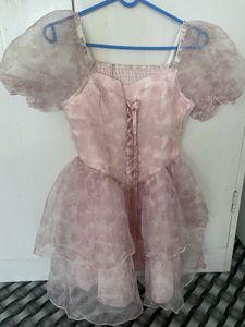 Pink Puff Sleeve Mini Dress