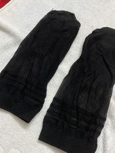 Ankle Level Black Satin Stockings- Unused