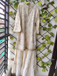 Cream Kurta Sharara Set