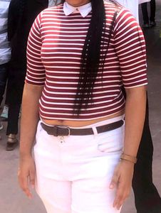 Sassy Red And White Stripped Crop Top