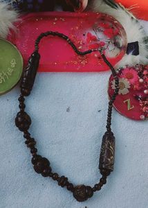 Hand Carved Wood Bead Necklace