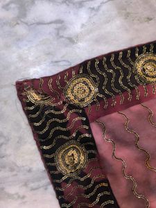 Black and brown tie-dye saree with sequins