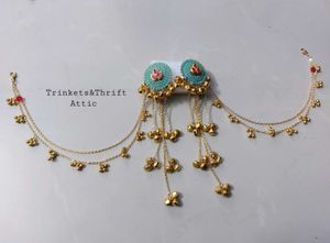 Ghungroo earrings with detachable hair chain