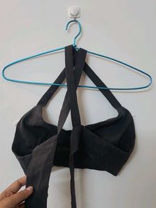 Grey cropped backless top