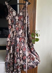 Brown Printed Dress - S:- 34-36