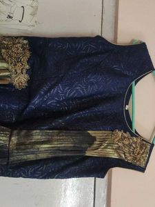 Elegant Navy &amp; Gold Ethnic Gown