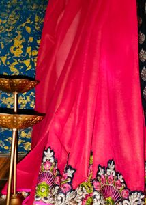 Beautiful Magenta Saree With Purple Border