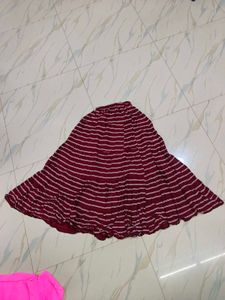 Striped Maroon Skirt