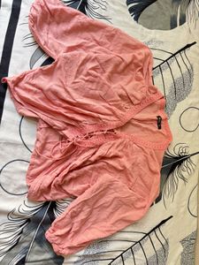 Peach Peasant Crop Top